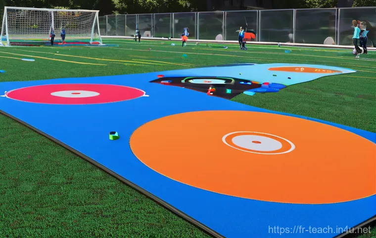 교사 체육 수업 진행법 - **Prompt 1: Technology-Enhanced Physical Education**
    An energetic, brightly lit, and modern scho...