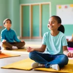 교사 학생 정서 지원 방법 - **A serene and inclusive elementary school classroom where students are engaged in a guided mindfuln...