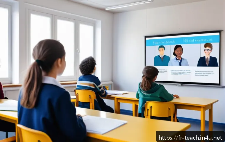 교사 진학 지도 상담 사례 - A diverse group of high school students in a modern classroom setting, attentively engaging in a car...